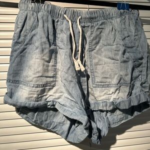 Faux denim cotton shorts with pockets